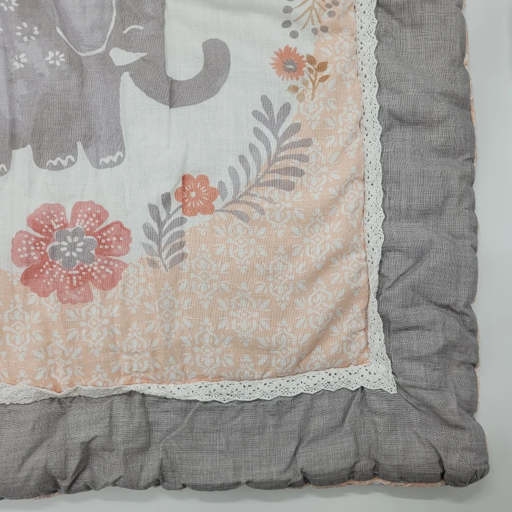 Levtex Baby Jungalo Blush Infant Quilt Comforter Grey Coral Children Nursery